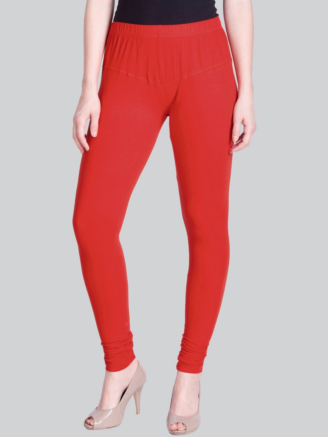 

LYRA Cotton Lycra Churidar Length Leggings, Red