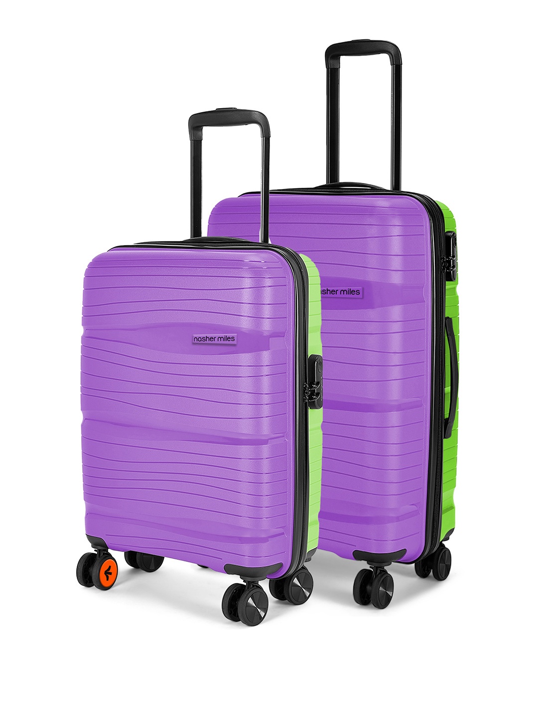 

Nasher Miles Set Of 2 Textured Hard-Sided Trolley Suitcases, Purple