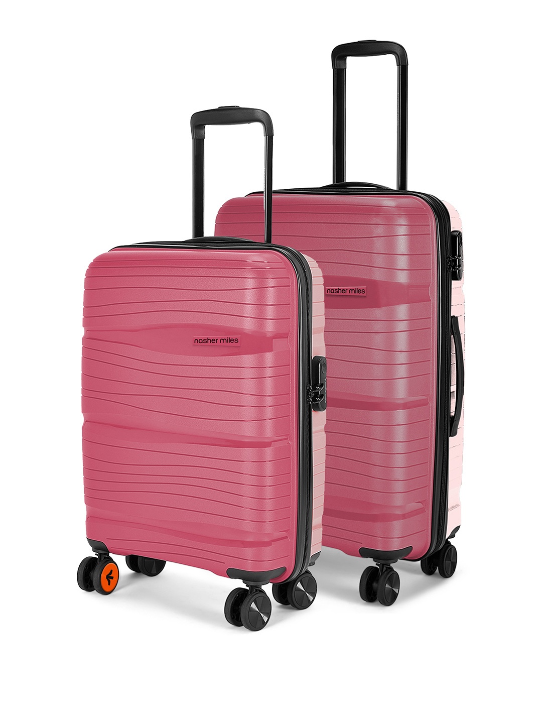 

Nasher Miles Set Of 2 Textured Hard-Sided Trolley Suitcases, Brown