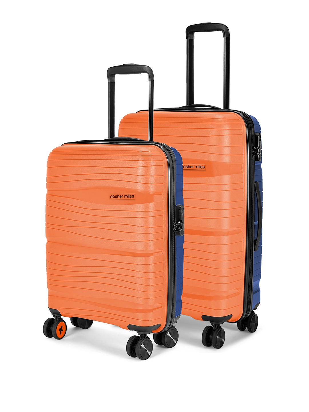 

Nasher Miles Set Of 2 Colourblocked Hard-Sided Trolley Suitcase, Orange