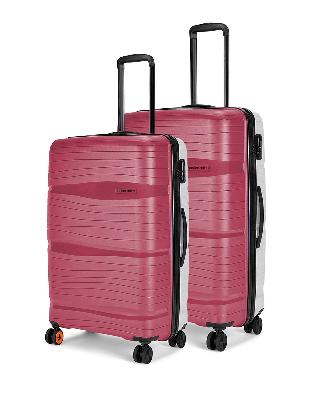 

Nasher Miles Set Of 2 Colourblocked Hard-Sided Trolley Suitcase, Pink