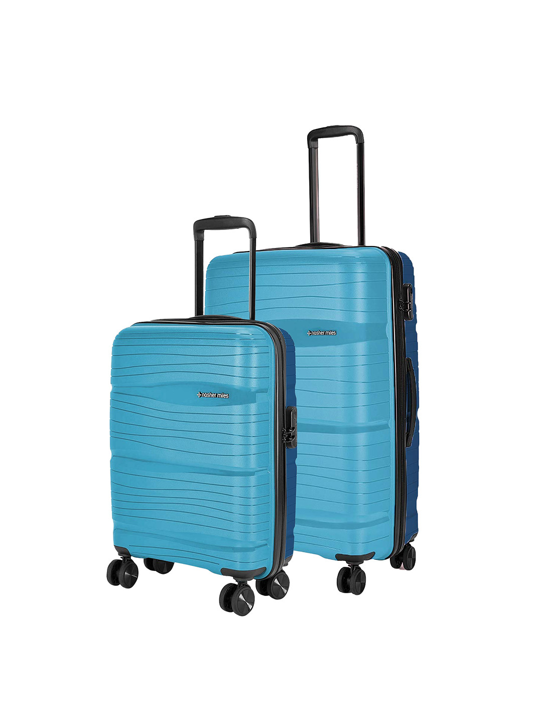 

Nasher Miles Set Of 2 Colourblocked Hard-Sided Trolley Suitcase, Teal
