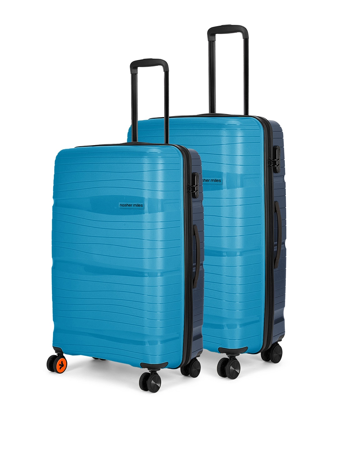 

Nasher Miles Set Of 2 Colourblocked Hard-Sided Trolley Suitcase, Teal