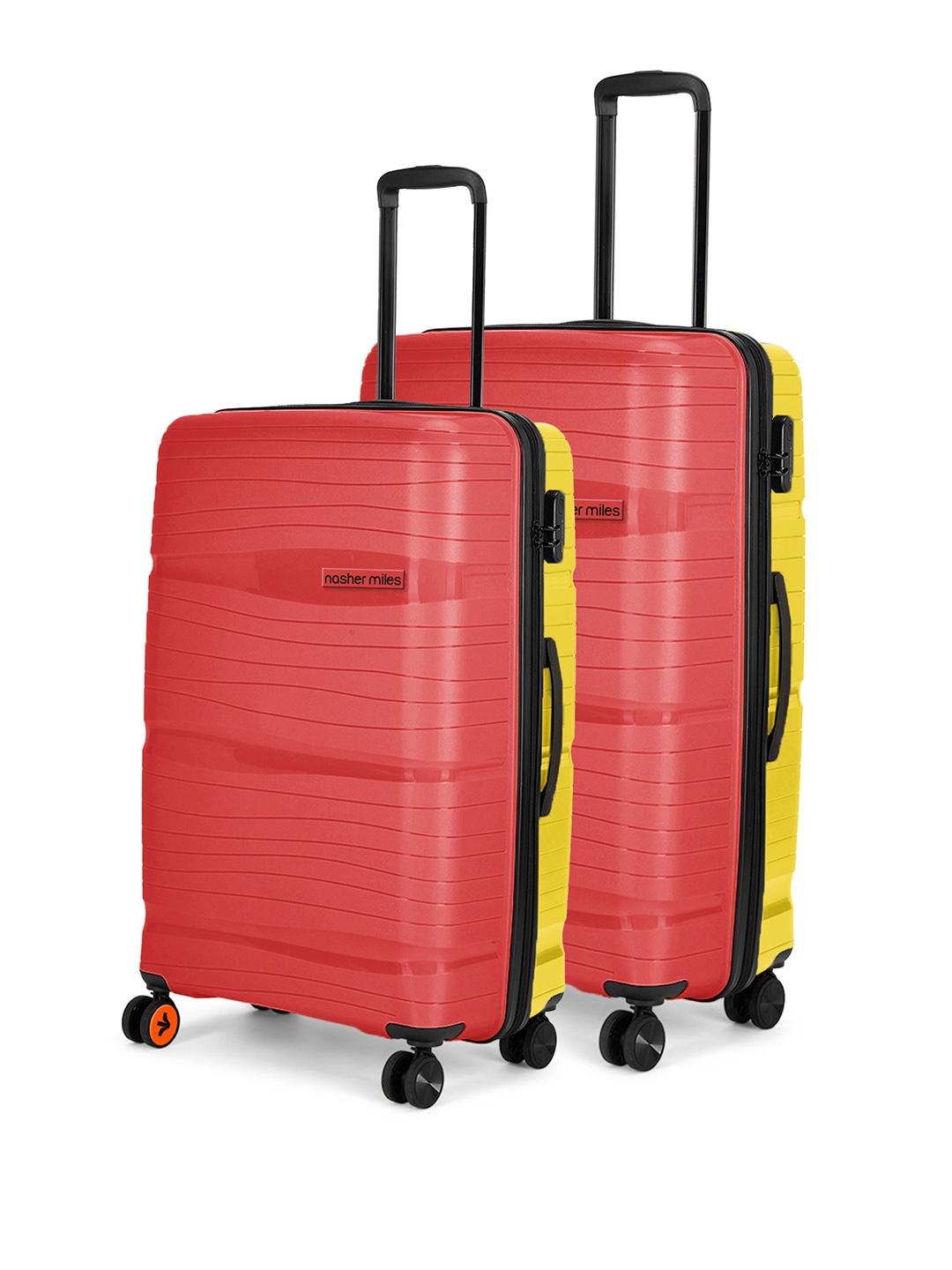 

Nasher Miles Set Of 2 Colourblocked Hard-Sided Trolley Suitcase, Red