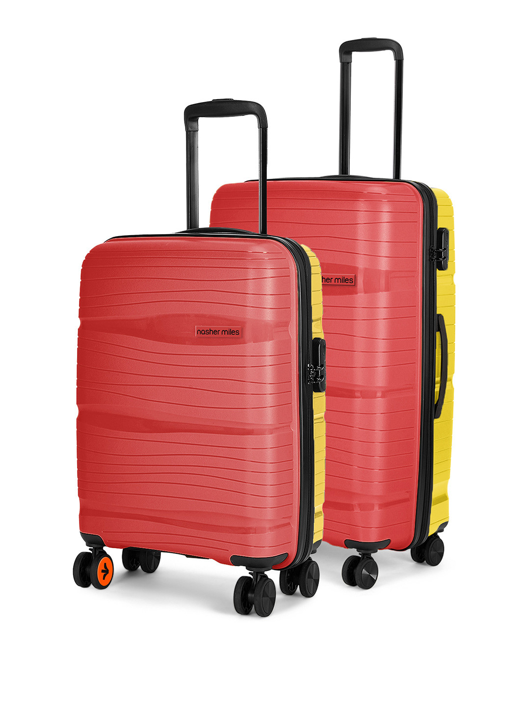 

Nasher Miles Set Of 2 Colourblocked Hard-Sided Trolley Suitcase, Red