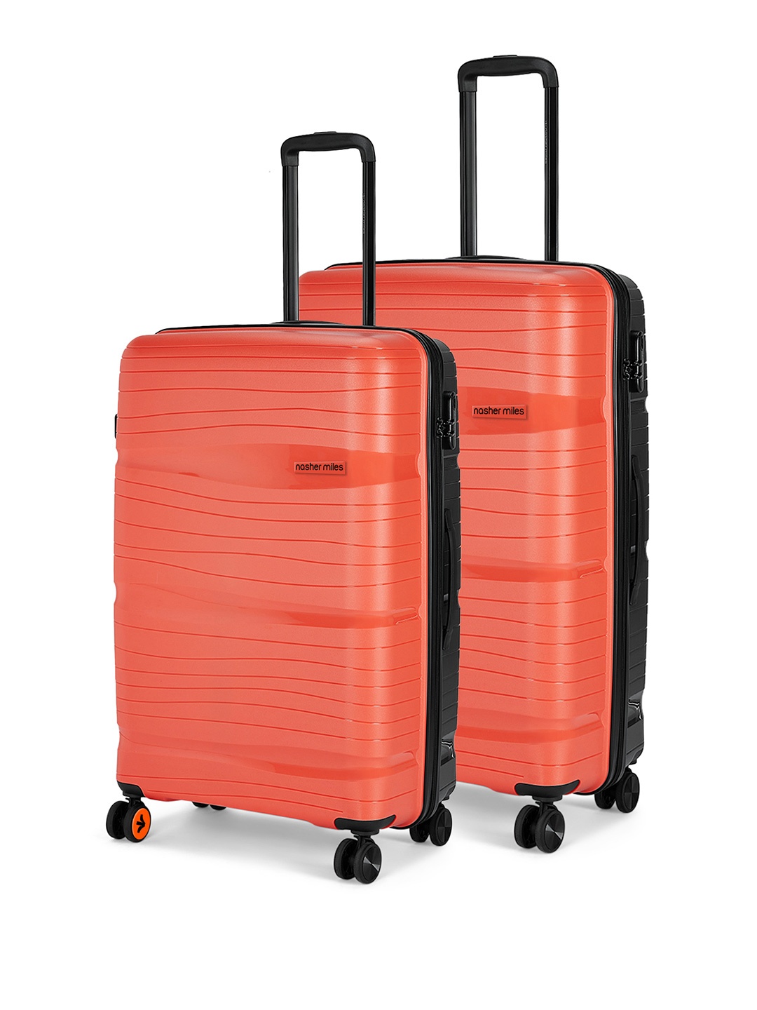 

Nasher Miles Set Of 2 Colourblocked Hard-Sided Trolley Suitcase, Orange