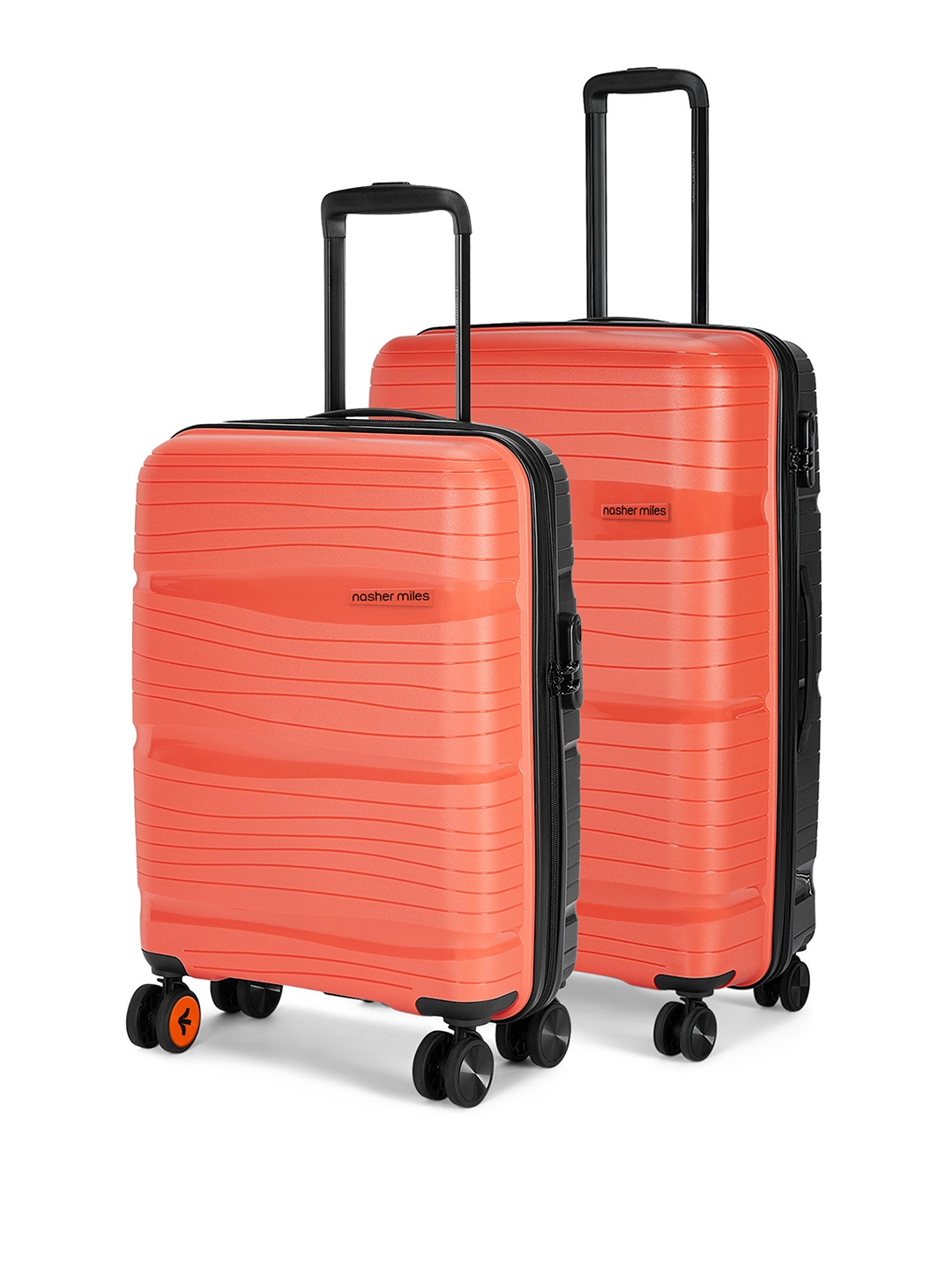 

Nasher Miles Set Of 2 Colourblocked Hard-Sided Trolley Suitcase, Orange