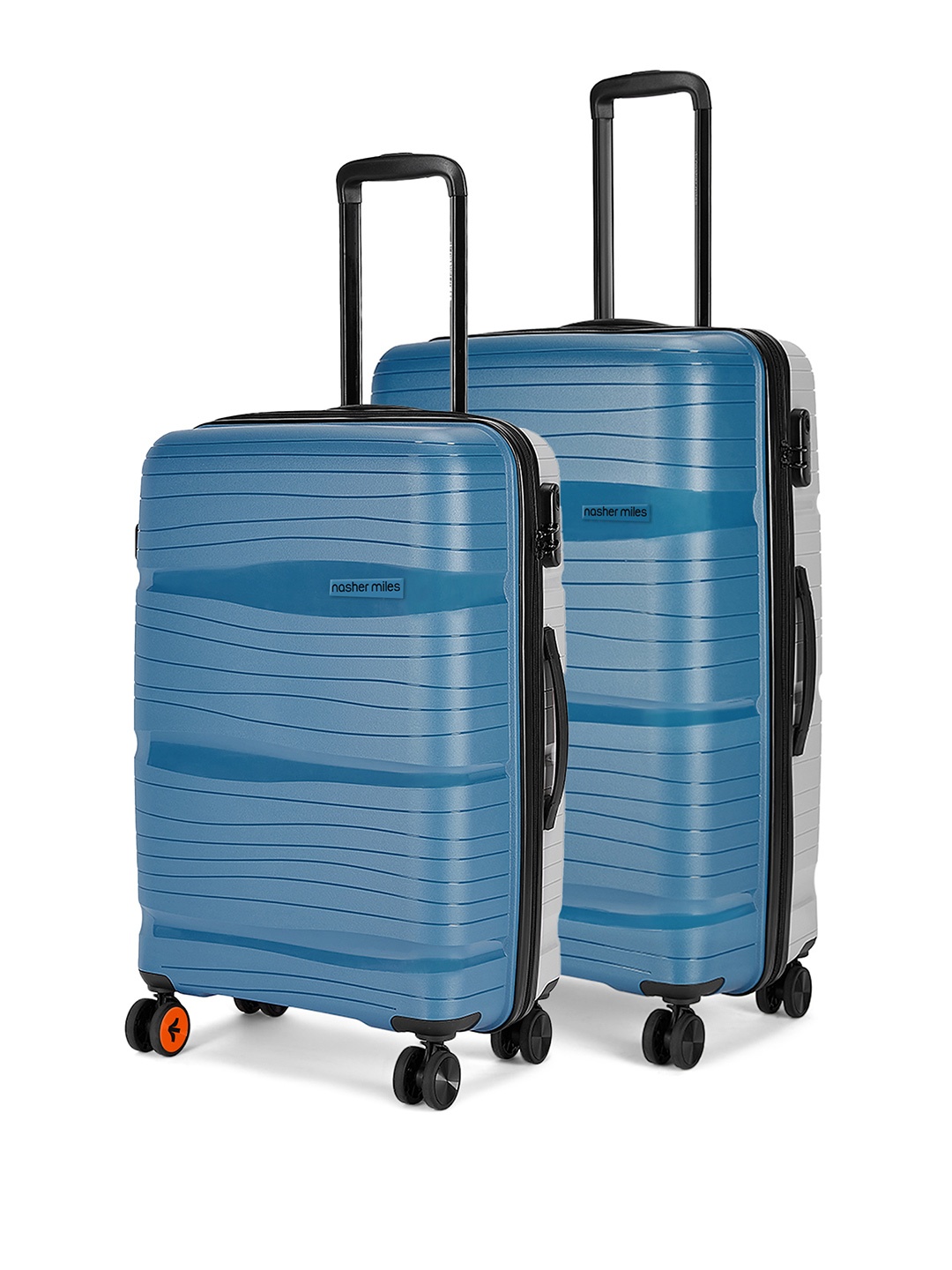 

Nasher Miles Set Of 2 Colourblocked Hard-Sided Trolley Suitcase, Blue