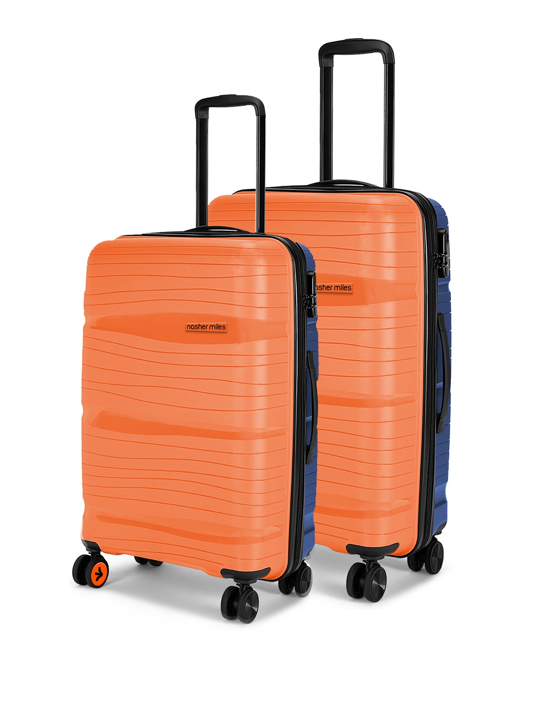 

Nasher Miles Set Of 2 Colourblocked Hard-Sided Trolley Suitcase, Orange
