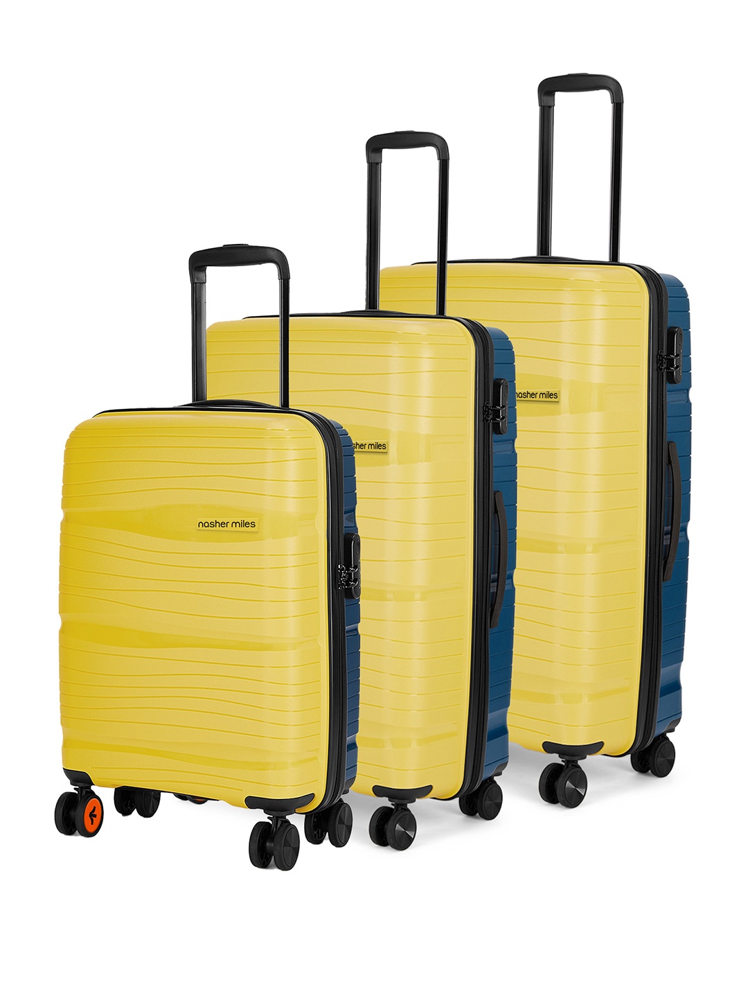 

Nasher Miles Set Of 3 Colourblocked Hard-Sided Trolley Suitcase, Yellow