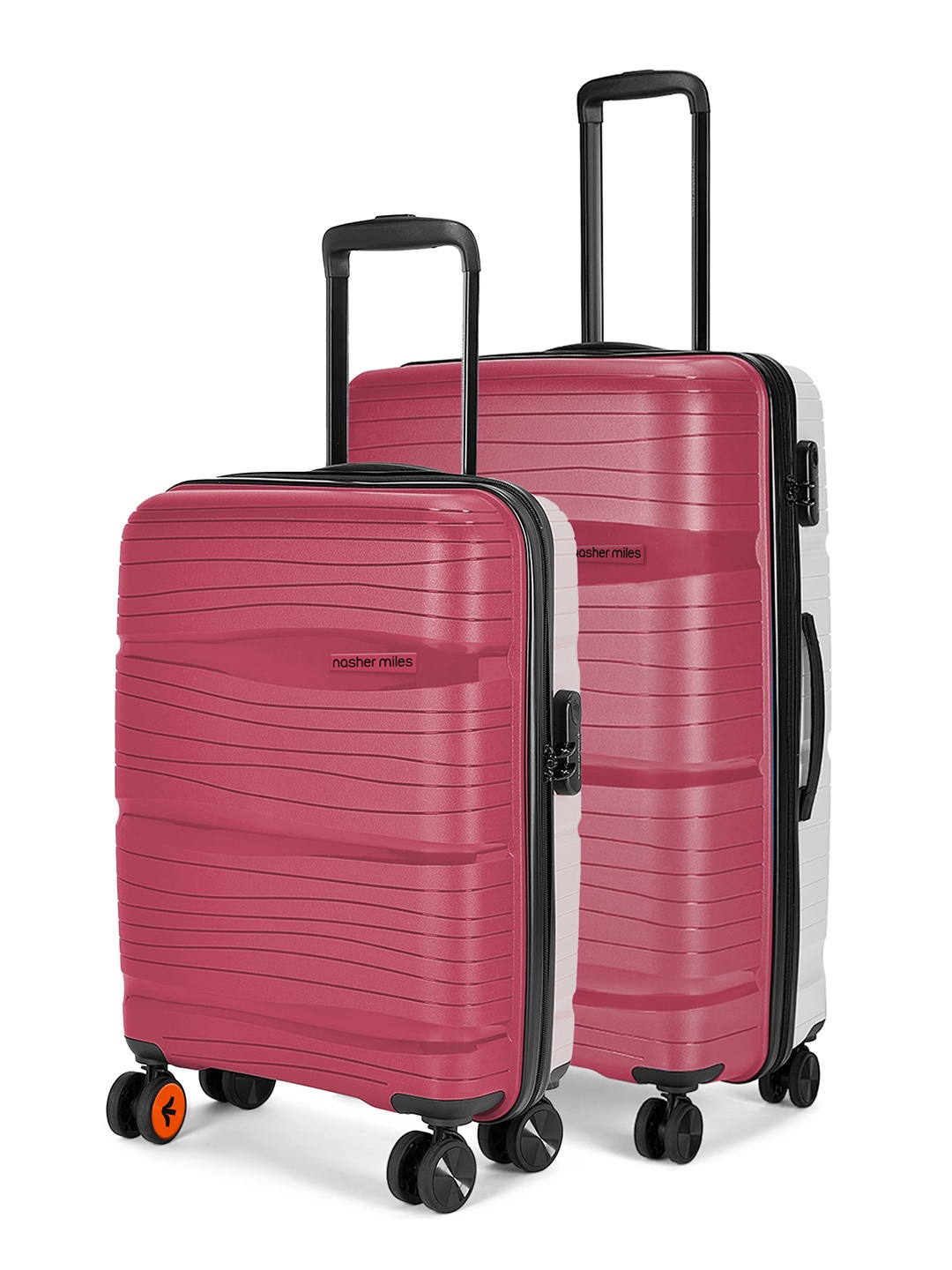 

Nasher Miles Set Of 2 Textured Hard-Sided Trolley Suitcases, Pink