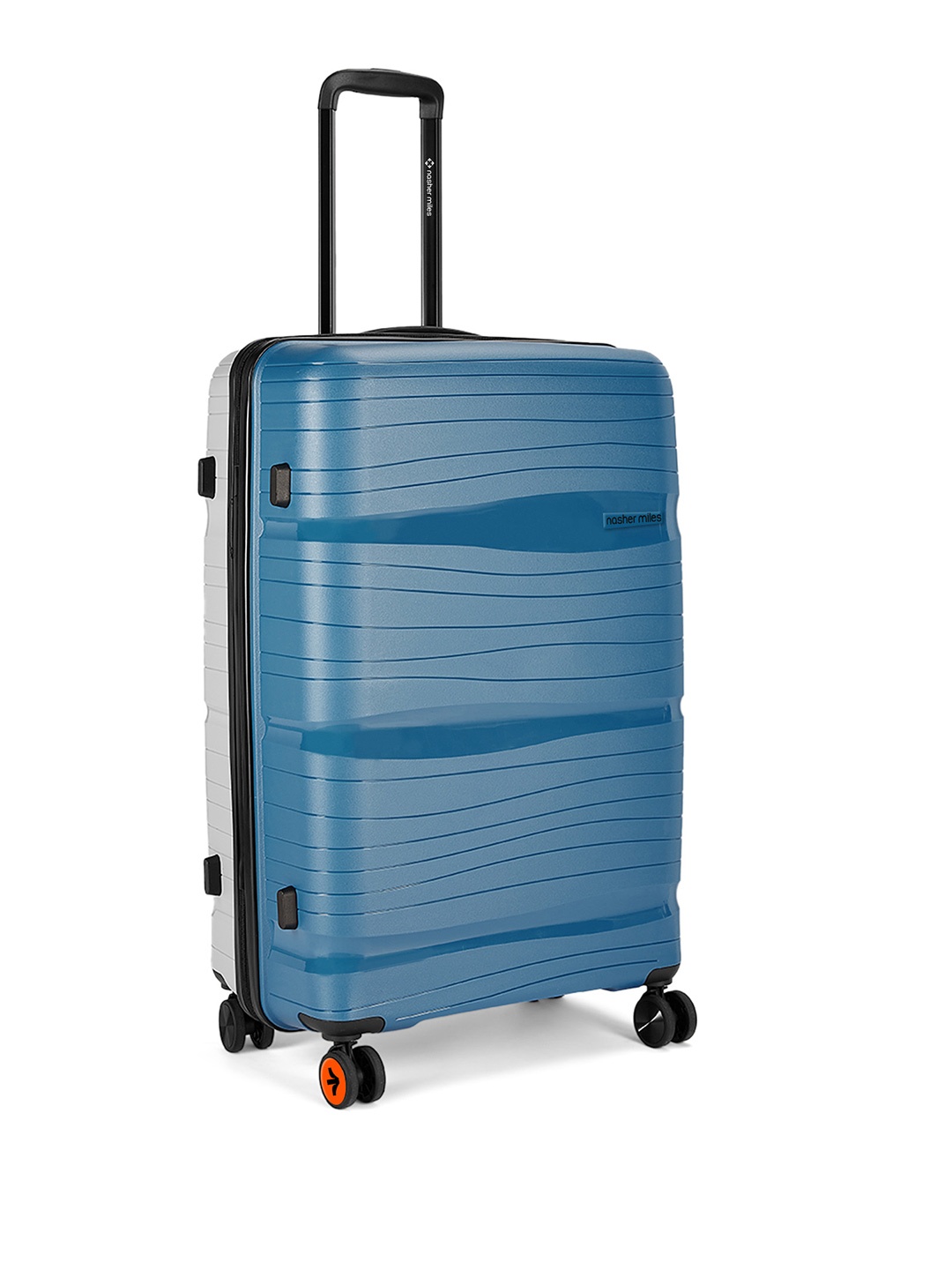 

Nasher Miles Textured Hard-Sided Large Trolley Suitcase, Blue