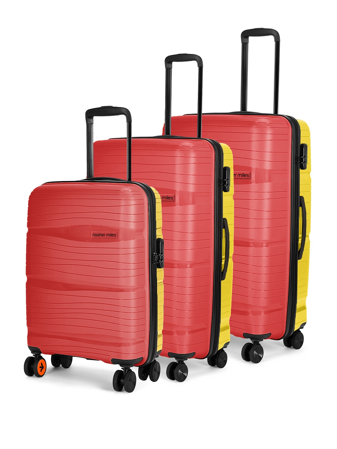 

Nasher Miles Set Of 3 Textured Hard-Sided Trolley Suitcases, Red