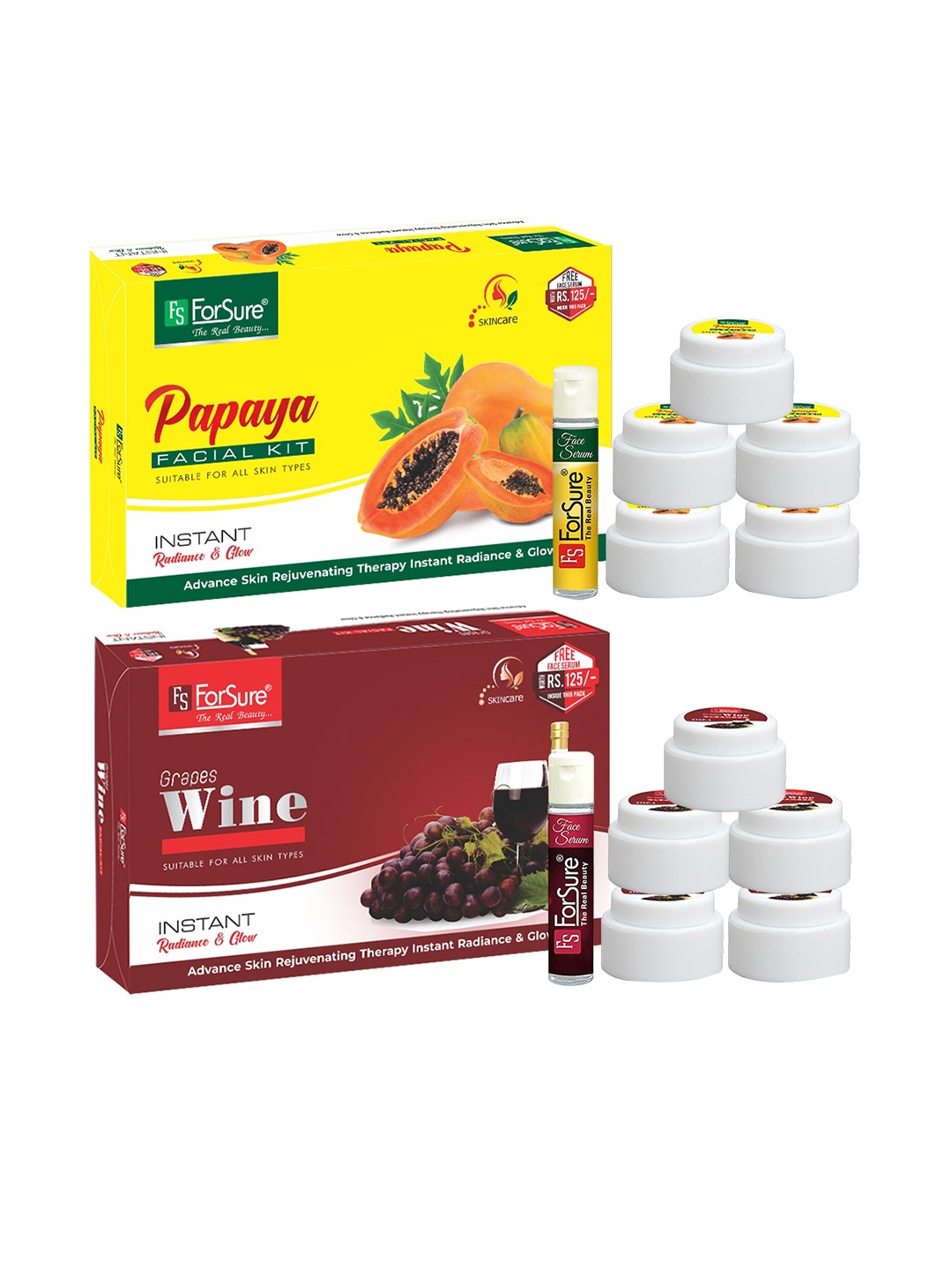 

ForSure Set of Papaya & Wine Instant Radiance & Glow Facial Kit, Maroon