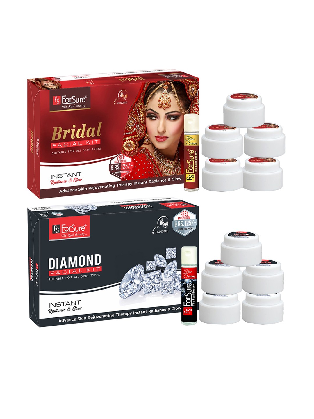 

ForSure Set of Bridal & Diamond Facial Kit - 80 g Each, Red