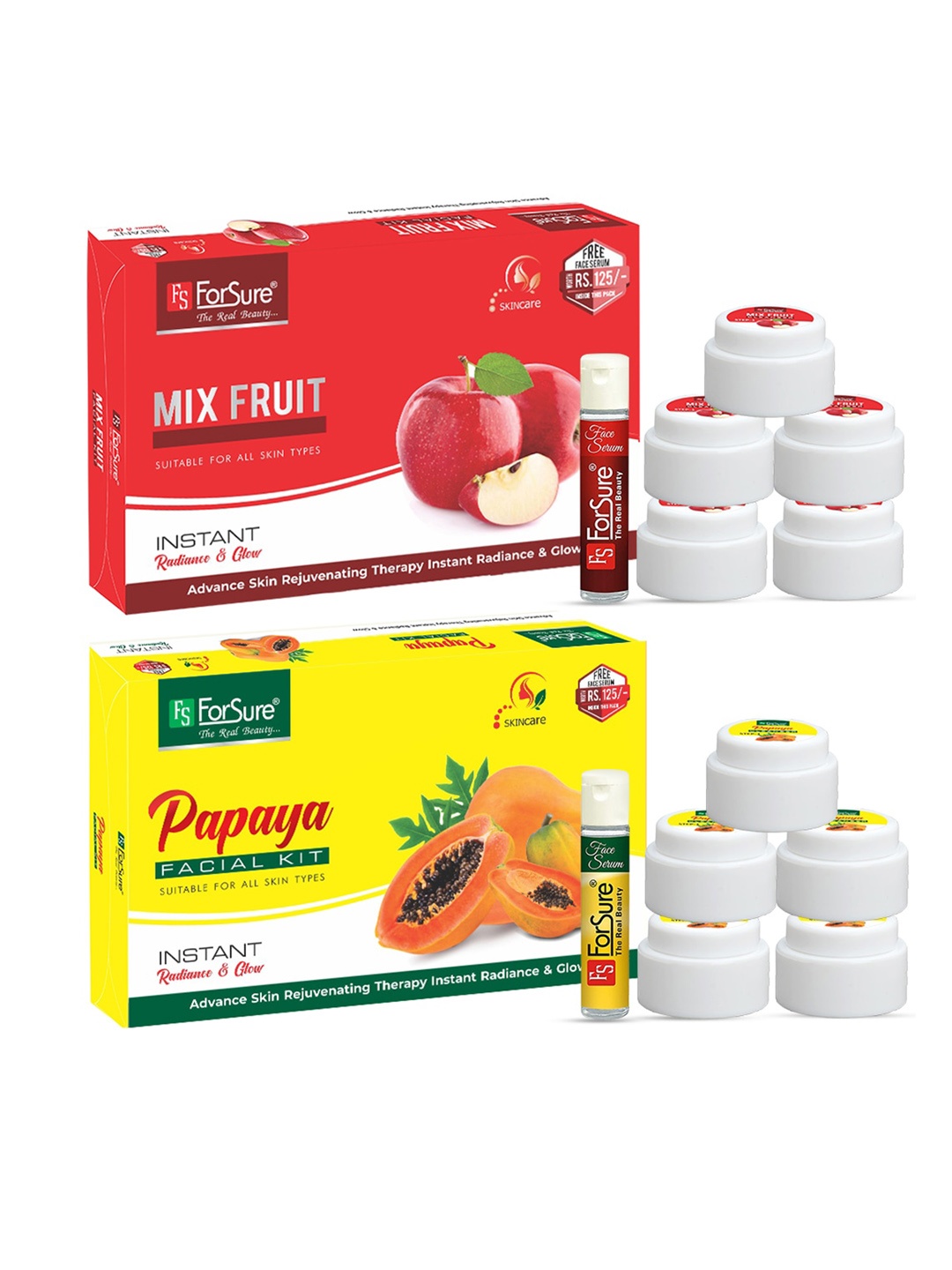 

ForSure Unisex Set Of 2 Mix Fruit & Papaya Facial Kits, White
