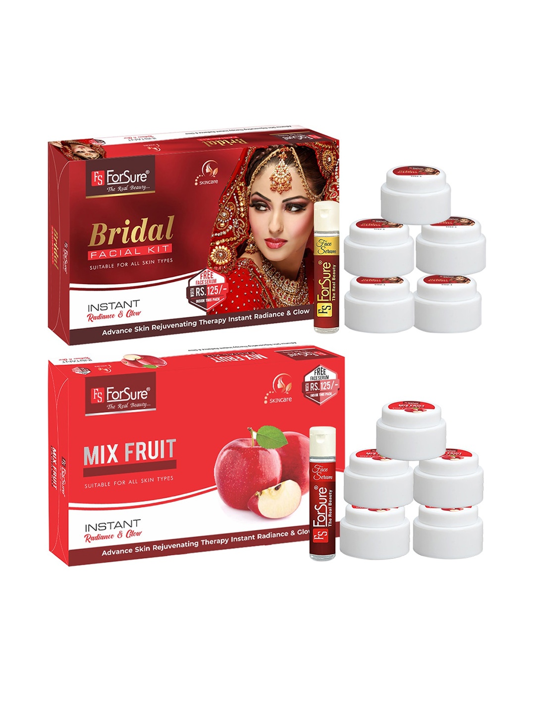 

ForSure Set of Bridal & Mix Fruit Facial Kit - 80 g Each, Maroon