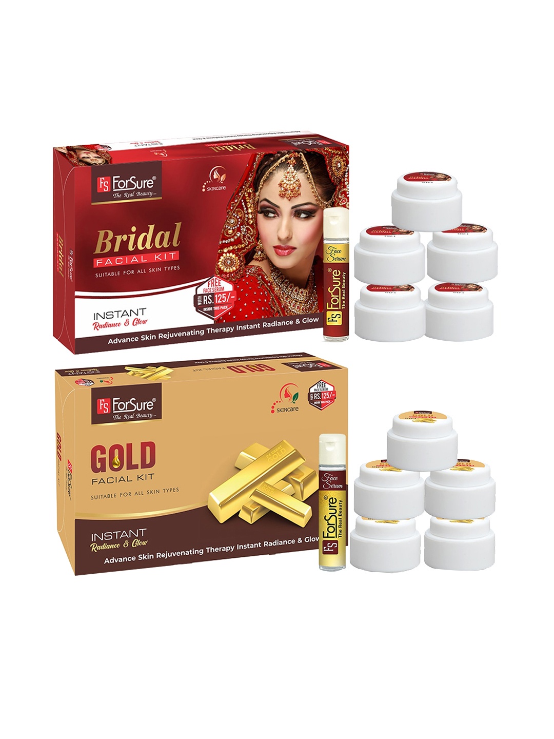 

ForSure Set of Bridal & Gold Facial Kits - 80 g Each, Maroon