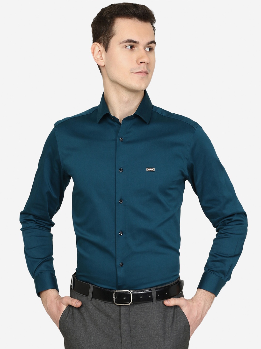 

Greenfibre Slim Fit Party Cotton Shirt, Teal