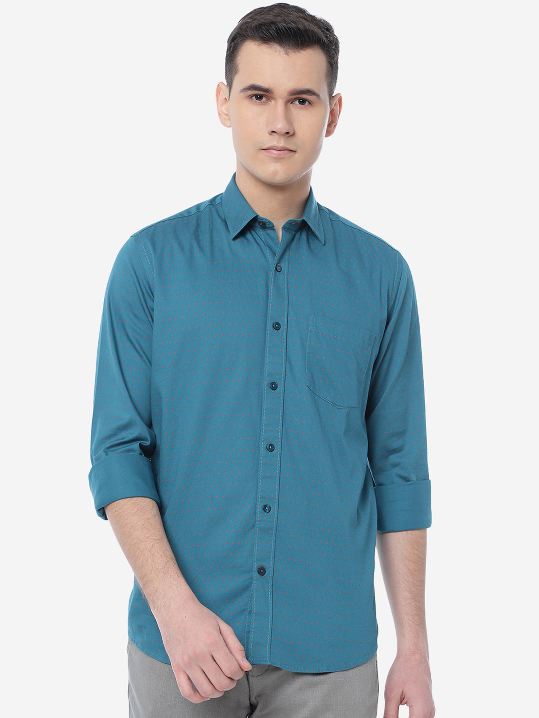 

Greenfibre Slim Fit Printed Casual Cotton Shirt, Blue