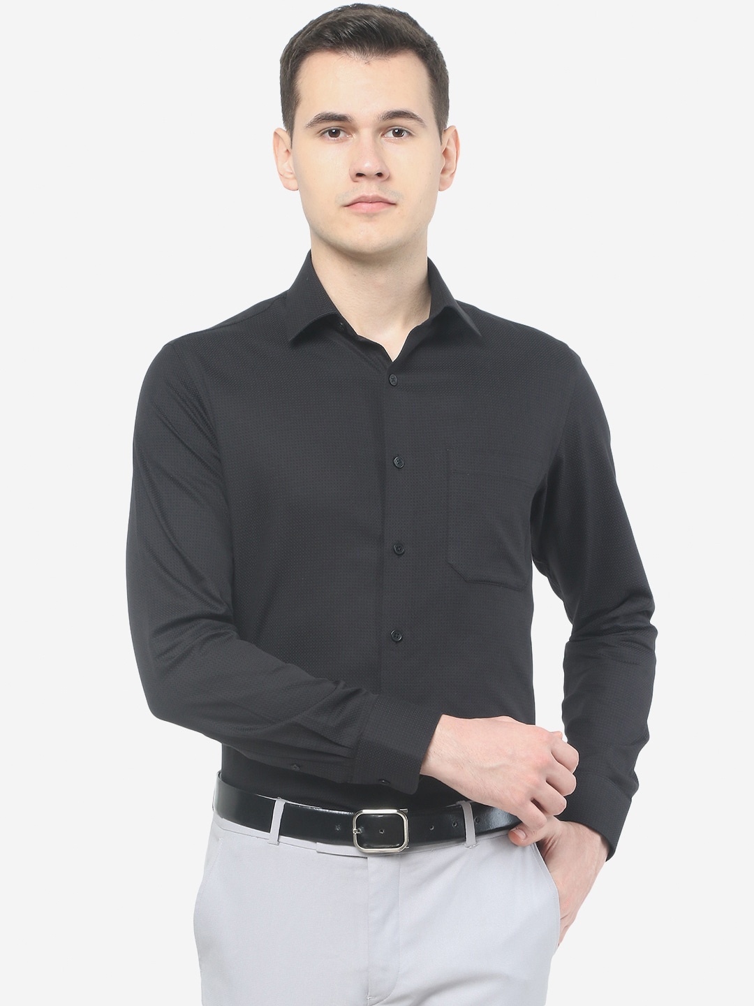 

JADE BLUE Slim Fit Cotton Formal Shirt, Black