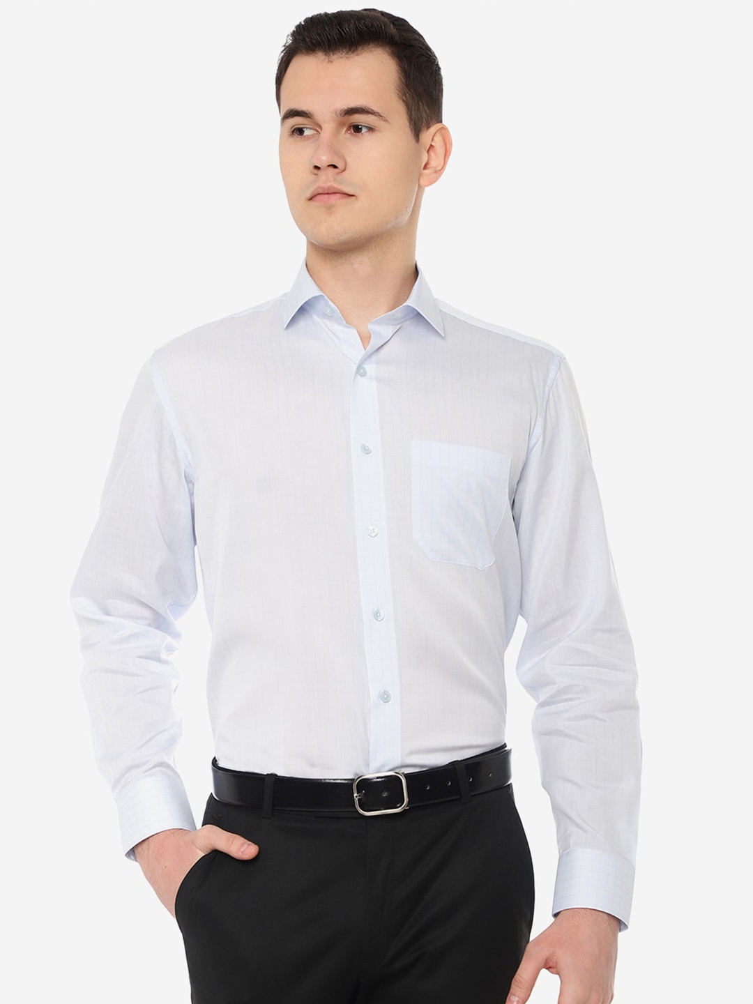 

JADE BLUE Checked Formal Cotton Shirt