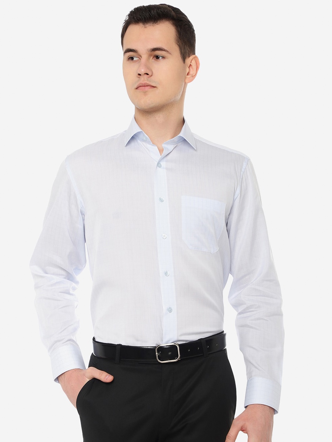 

JADE BLUE Checked Formal Cotton Shirt