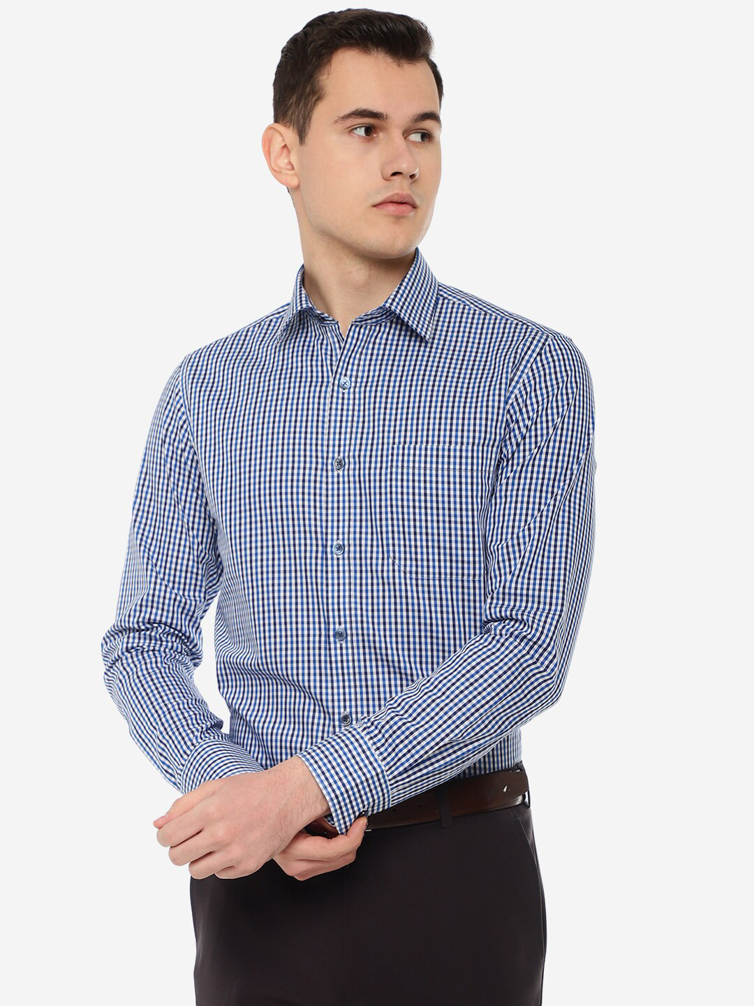 

JADE BLUE Slim Fit Checked Formal Cotton Shirt