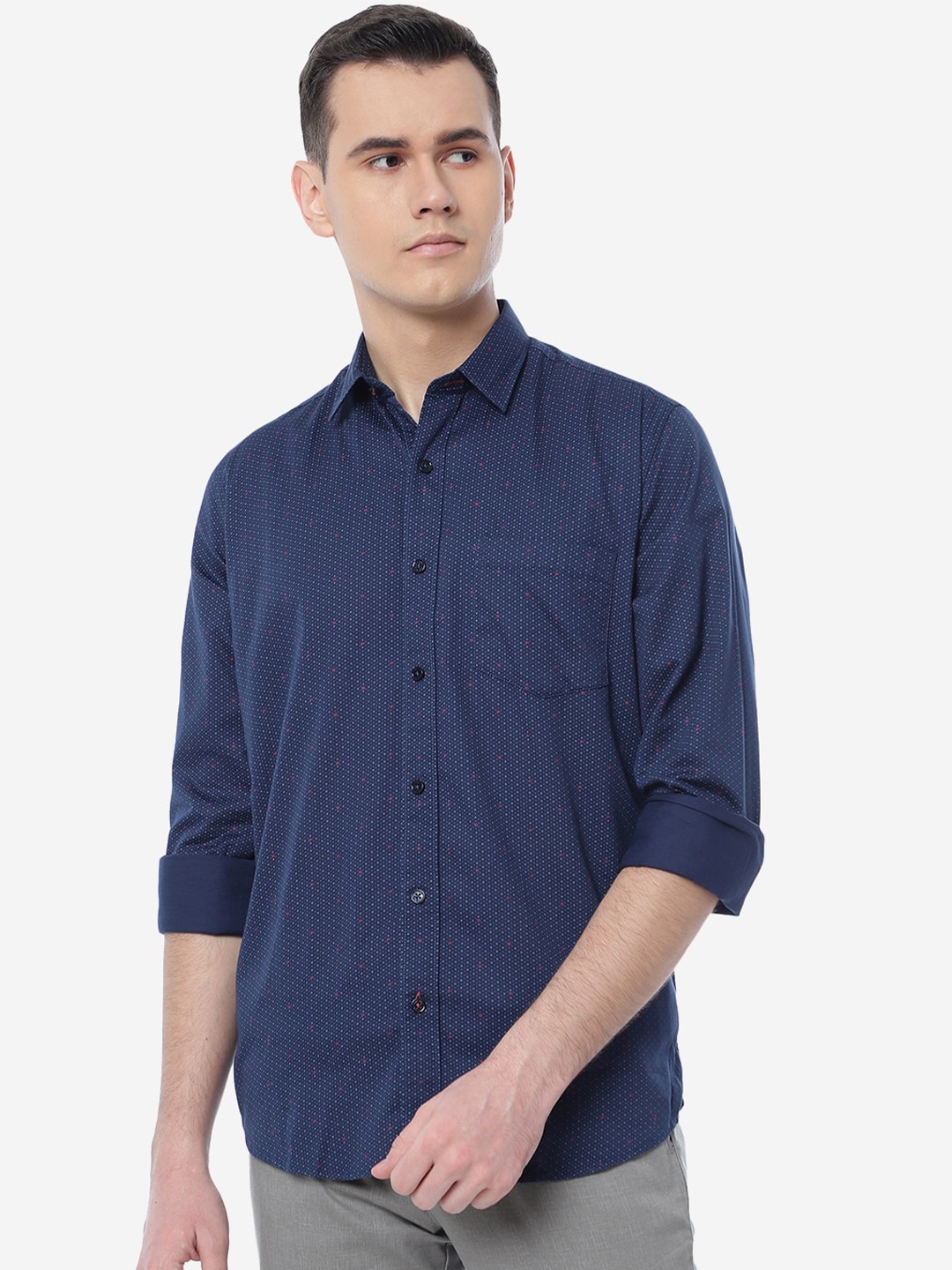 

JADE BLUE Slim Fit Micro Ditsy Printed Cotton Casual Shirt