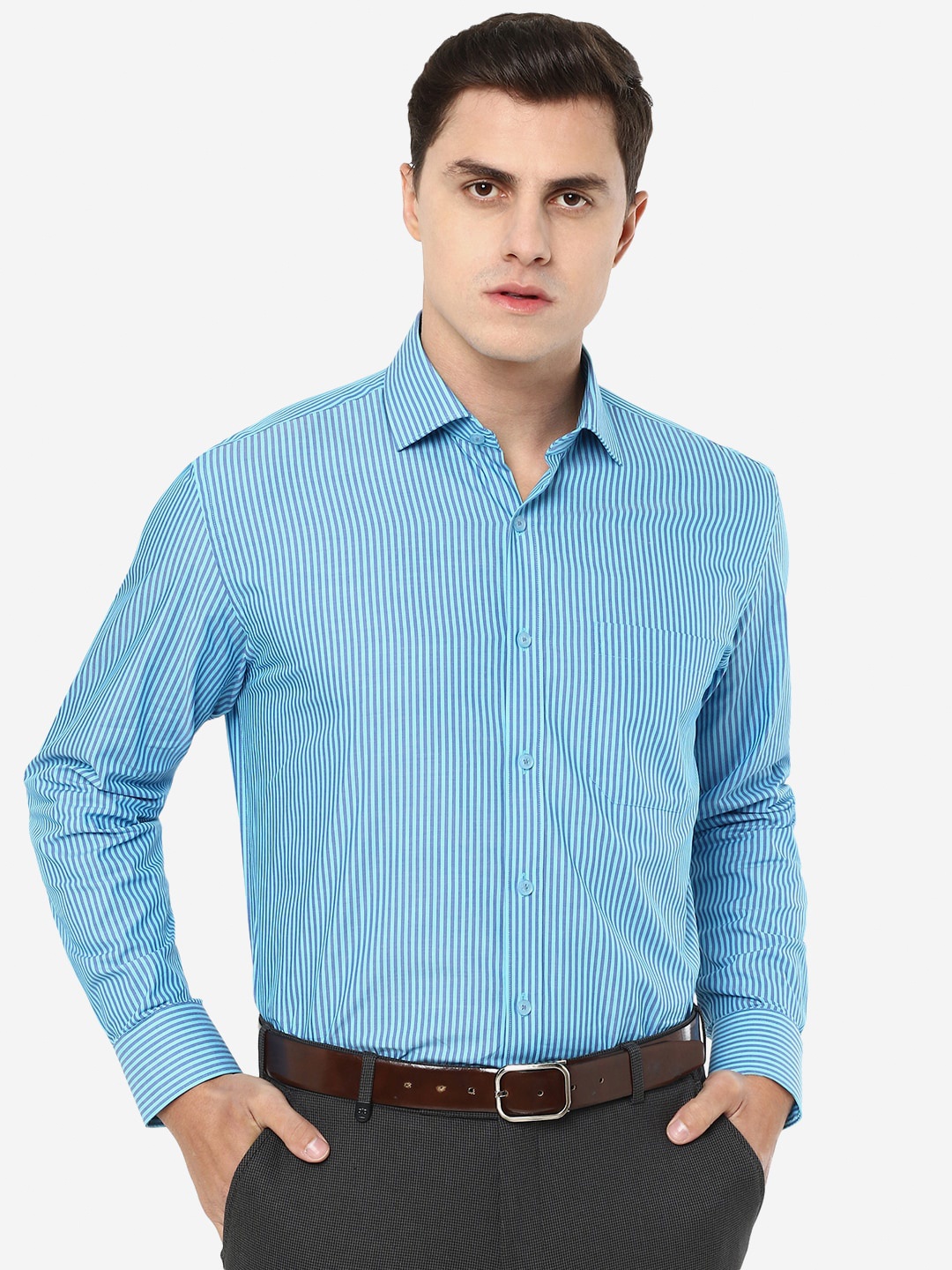 

JADE BLUE Striped Cotton Formal Shirt