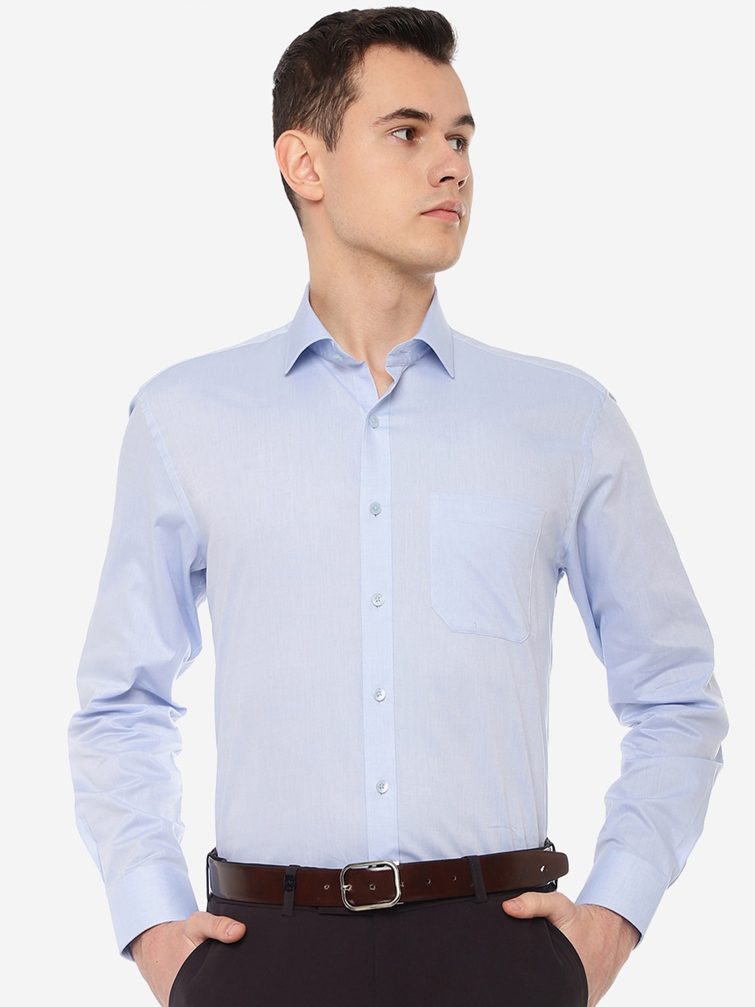 

JADE BLUE Cotton Self Design Slim Fit Formal Shirt