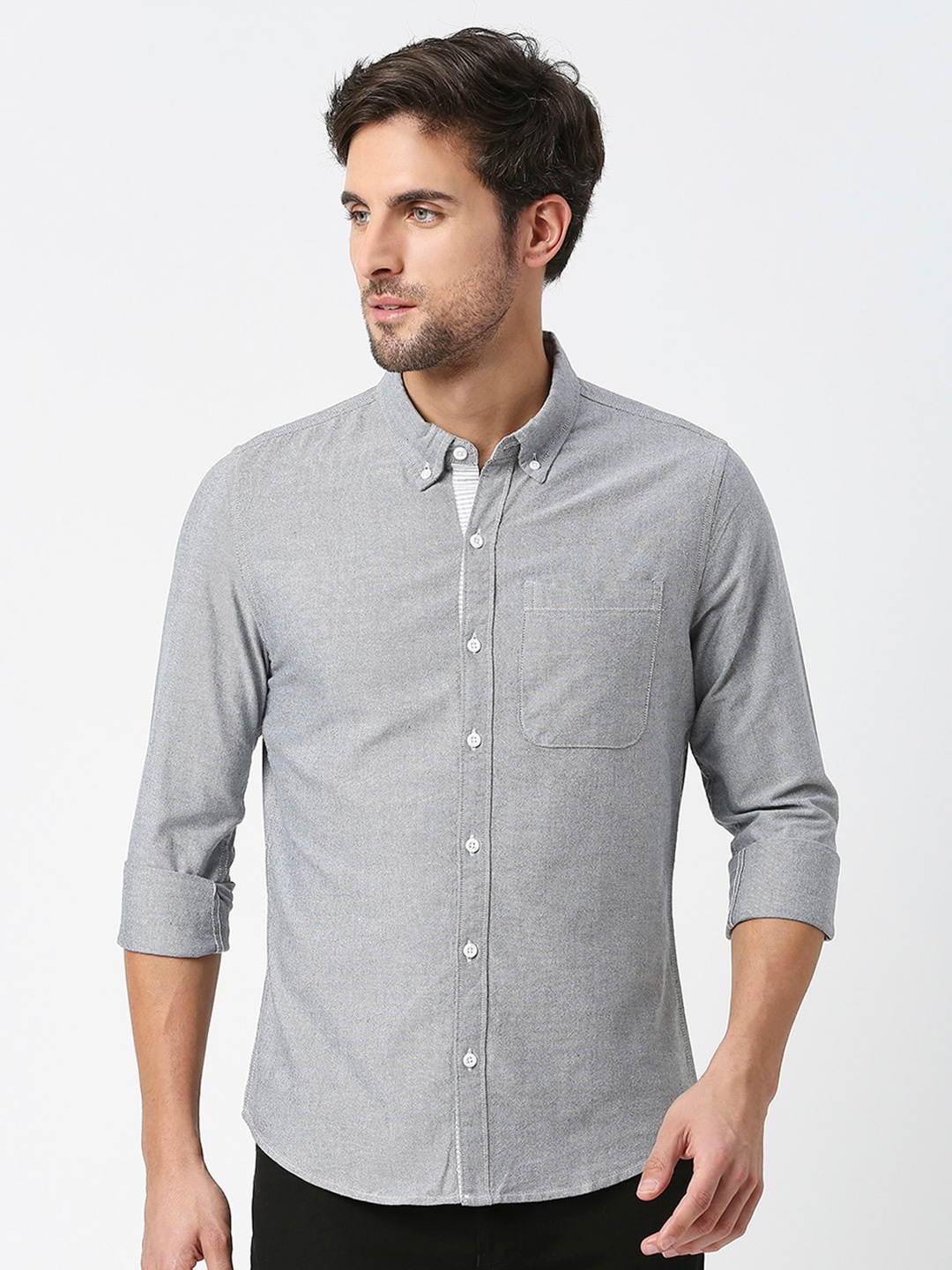 

Thomas Scott Button Down Collar Cotton Casual Shirt, Grey