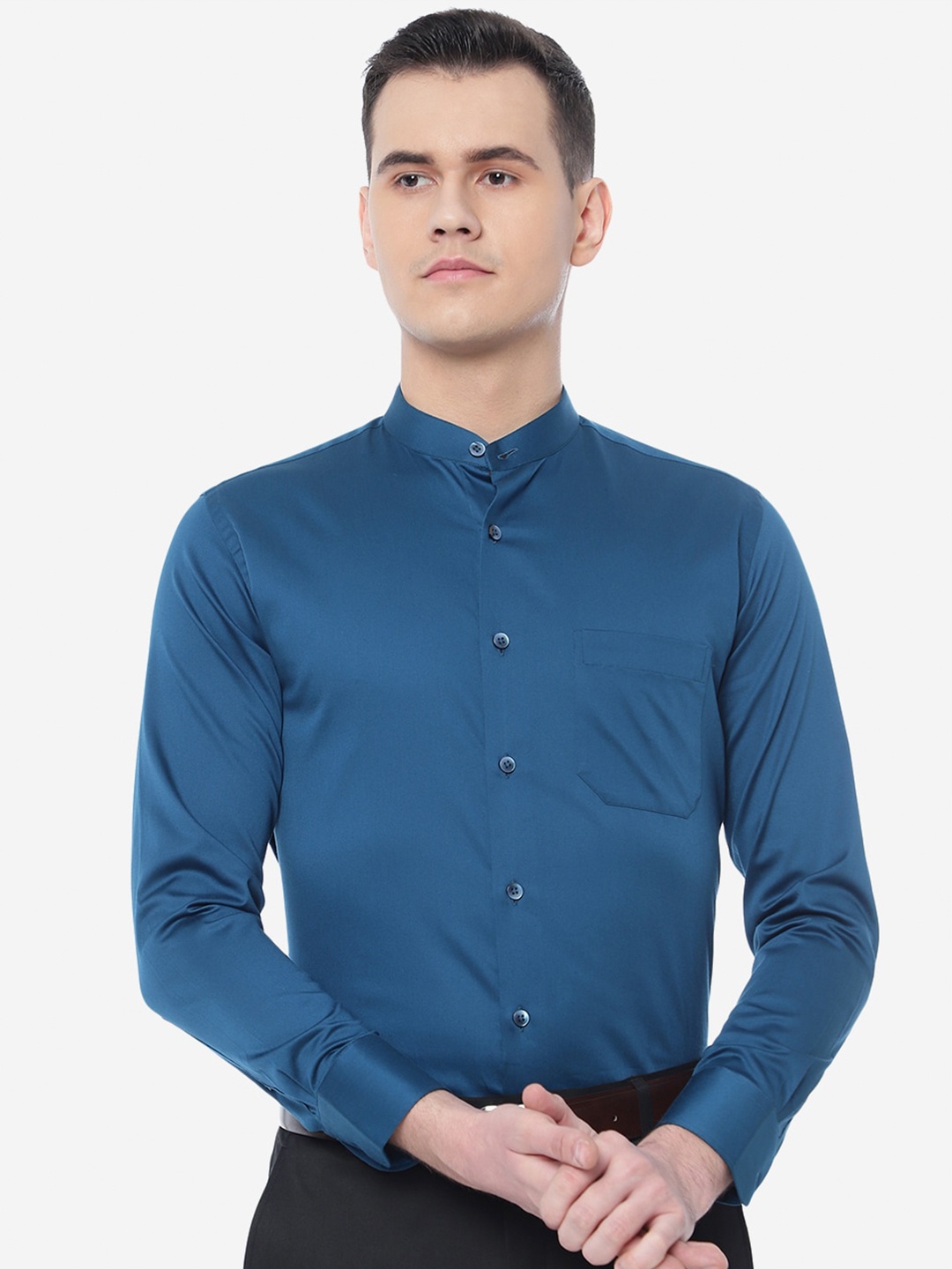 

METAL Slim Fit Formal Cotton Shirt, Blue