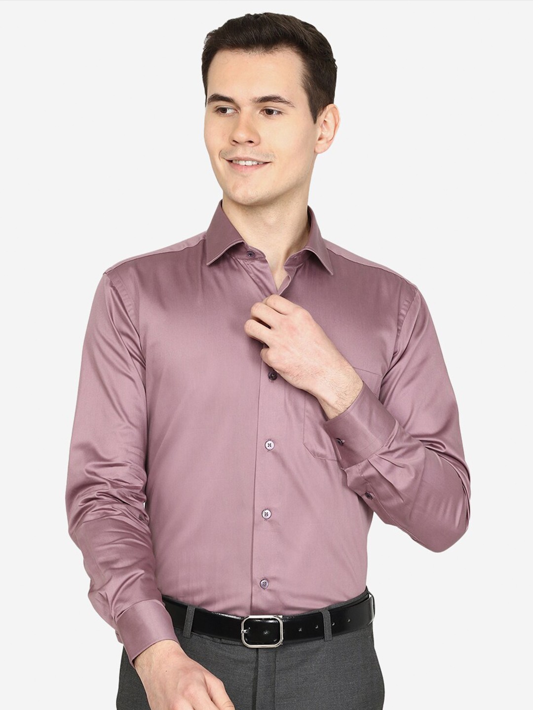 

METAL Slim Fit Formal Cotton Shirt, Mauve