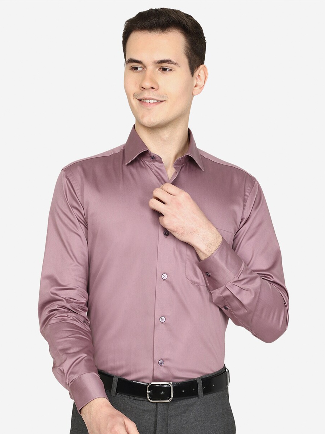 

METAL Slim Fit Formal Cotton Shirt, Mauve