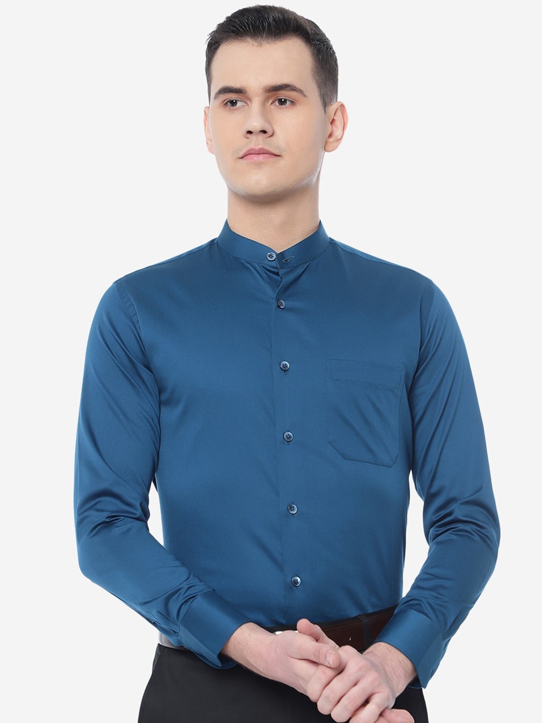 

METAL Slim Fit Formal Cotton Shirt, Blue