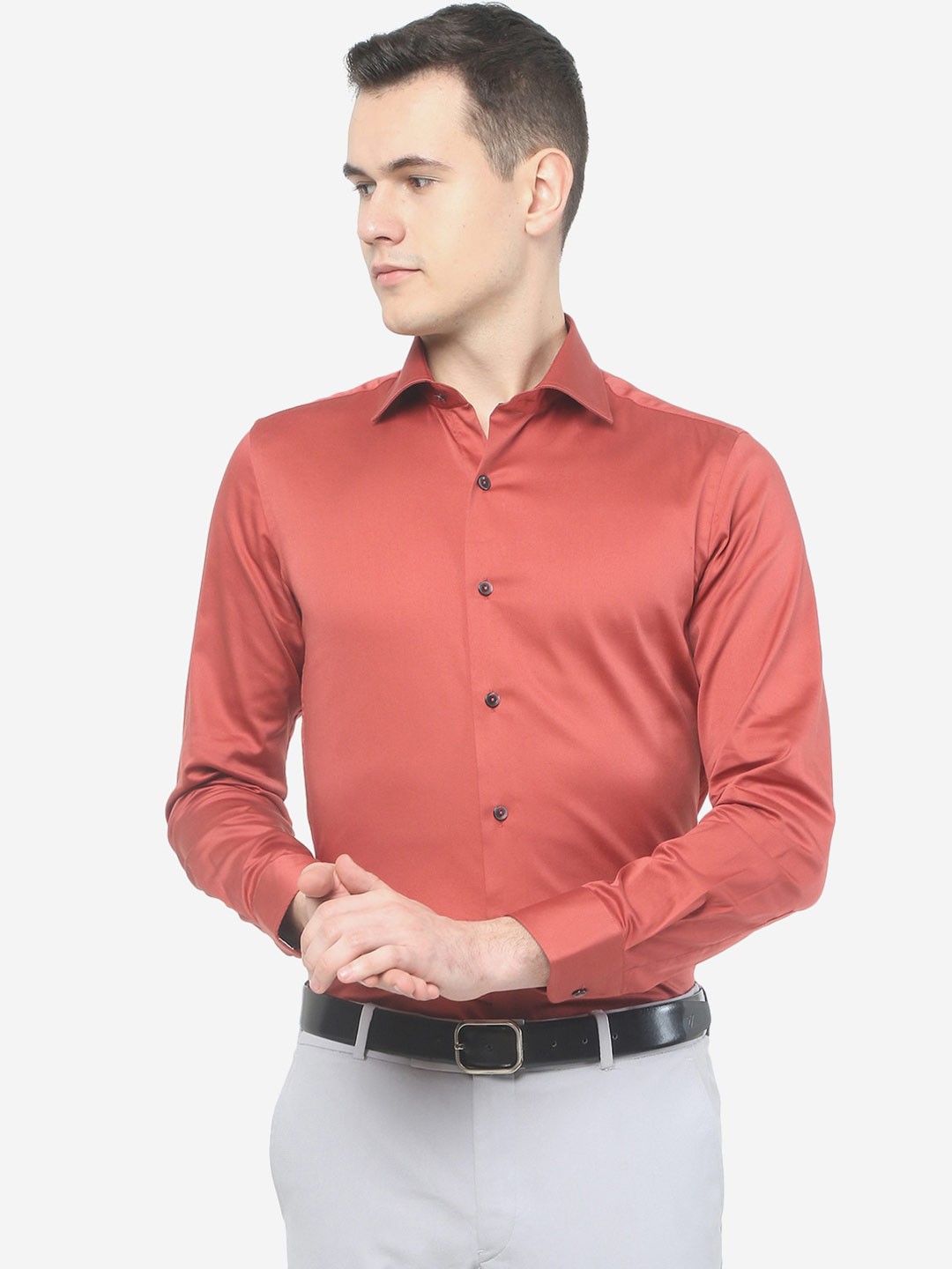 

WYRE Cotton Slim Fit Formal Shirt, Red