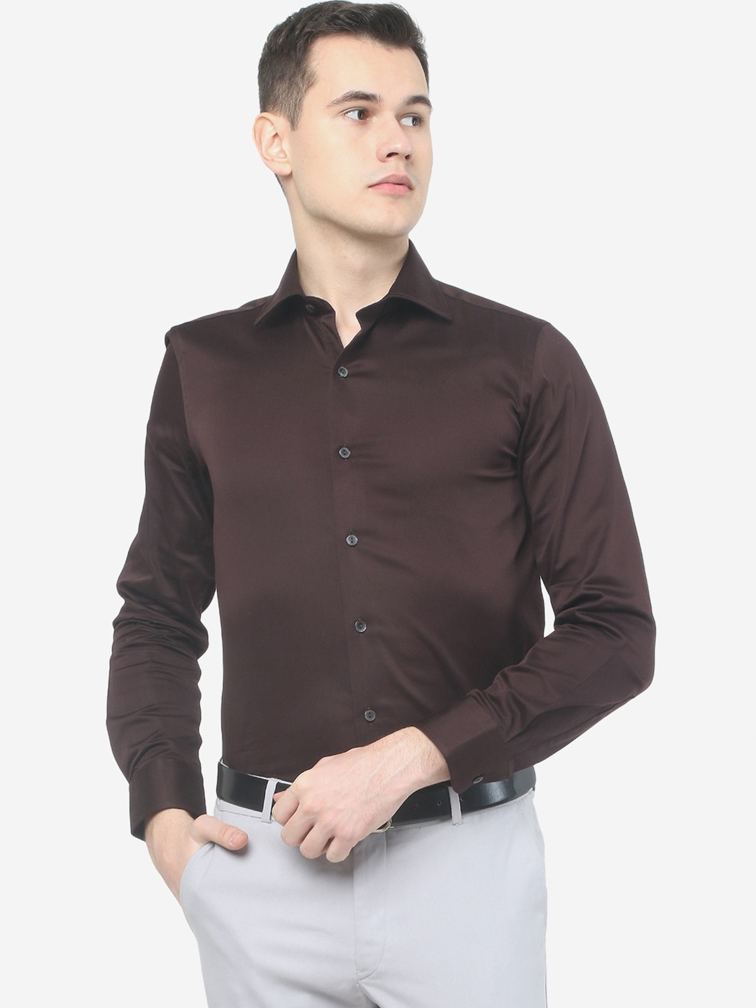 

WYRE Slim Fit Cotton Formal Shirt, Brown