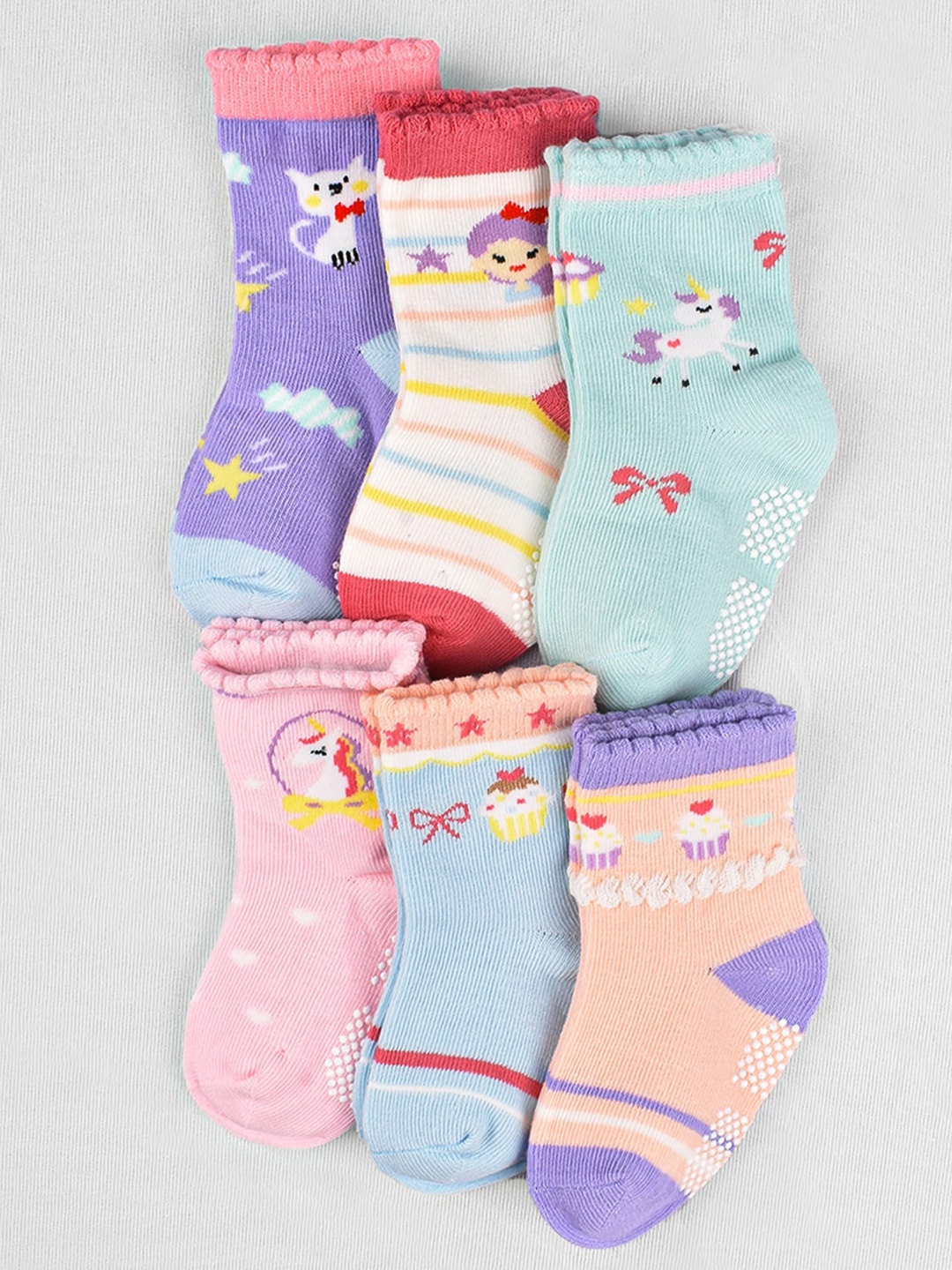 

Moms Home Kids Pack of 6 Assorted Organic Cotton Ankle-Length Socks, Blue