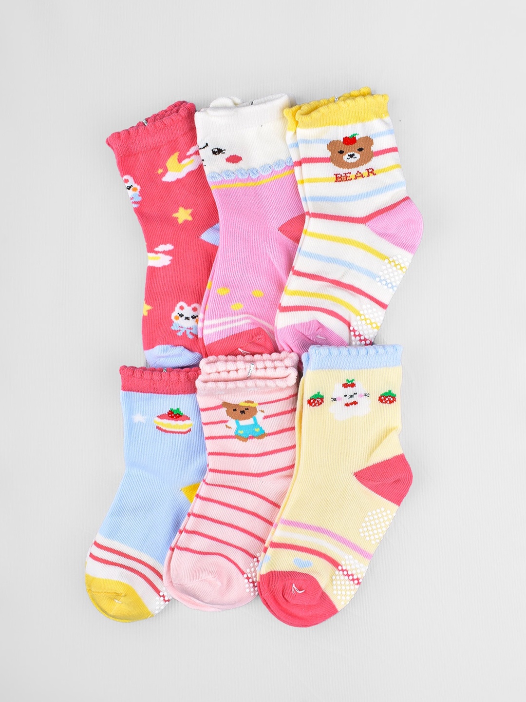 

Moms Home Infant Pack of 6 Organic Cotton Ankle-Length Socks, Yellow