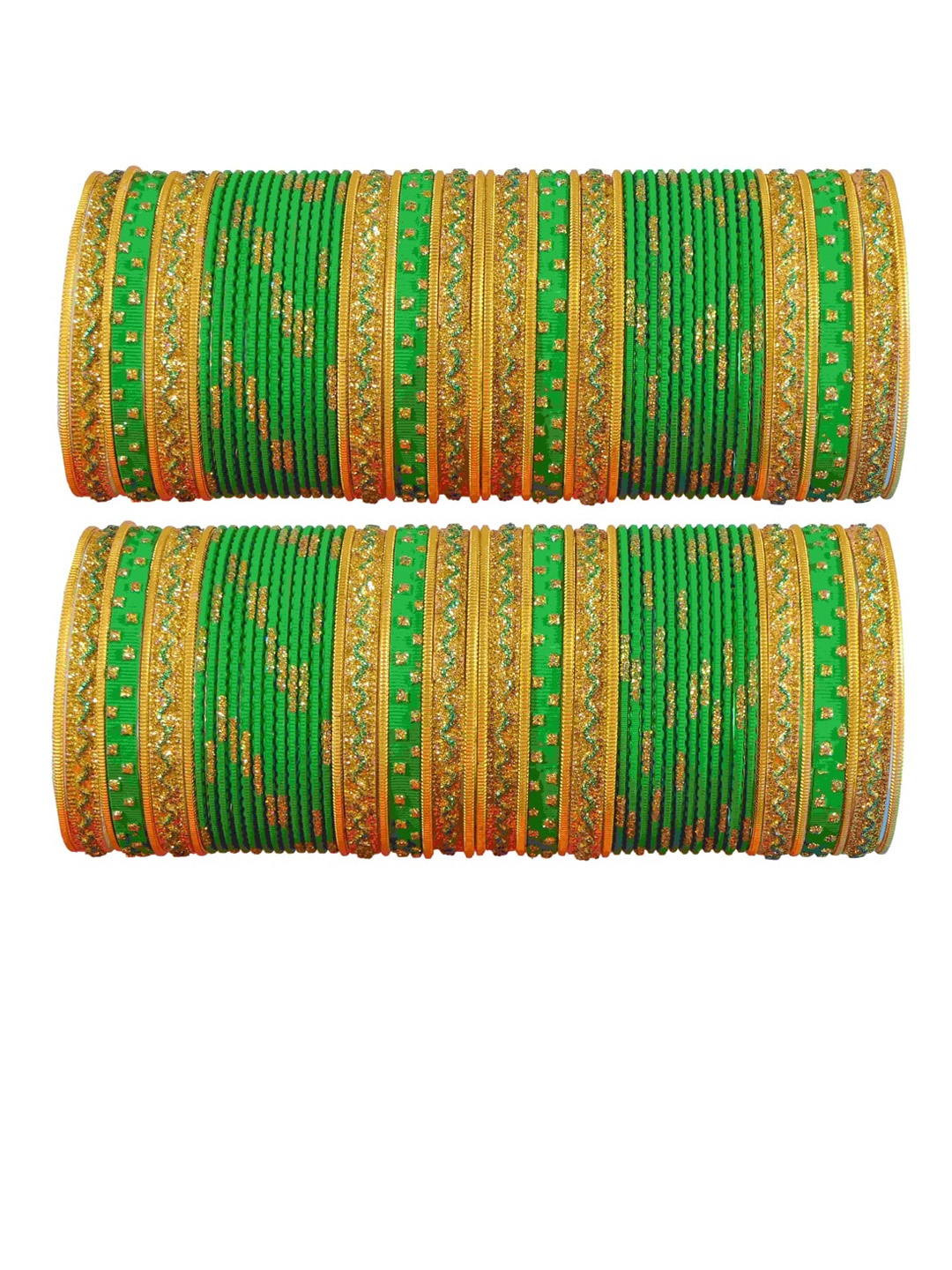 

NMII Set Of 104 Metal Glitter Coated Bangles, Gold