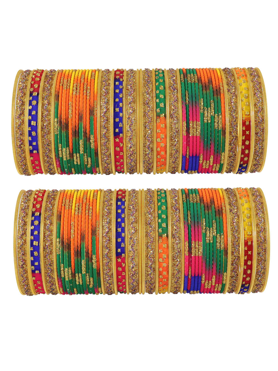 

NMII Set of 104 Metal Glitter Coated Bangles, Gold