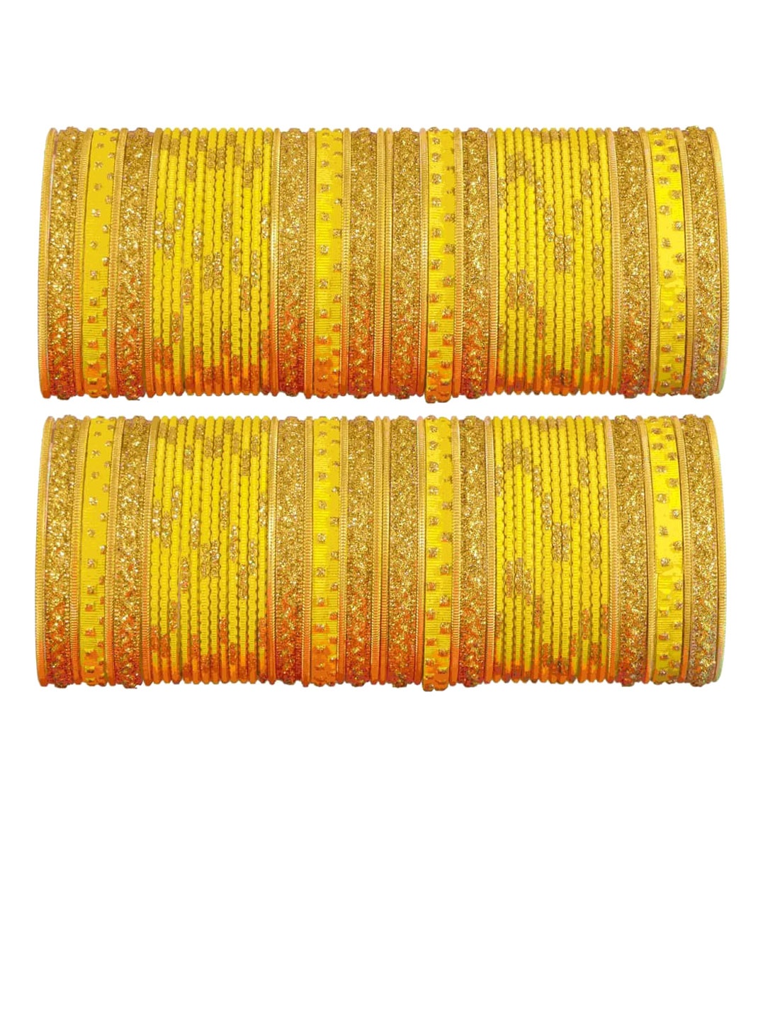 

NMII Set Of 104 Metal Glitter Coated Bangles, Yellow