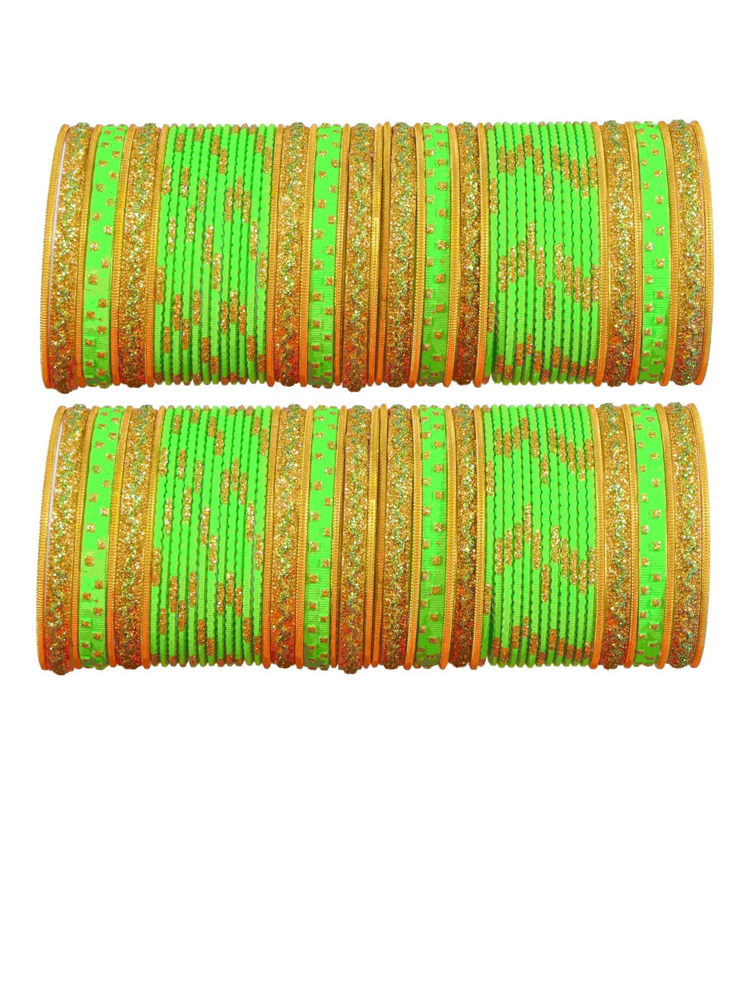 

NMII Set of 104 Glitter Metal Bangles, Lime green