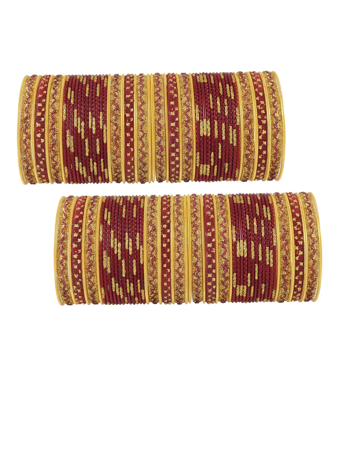 

NMII Set Of 104 Metal Glitter Bangles, Maroon