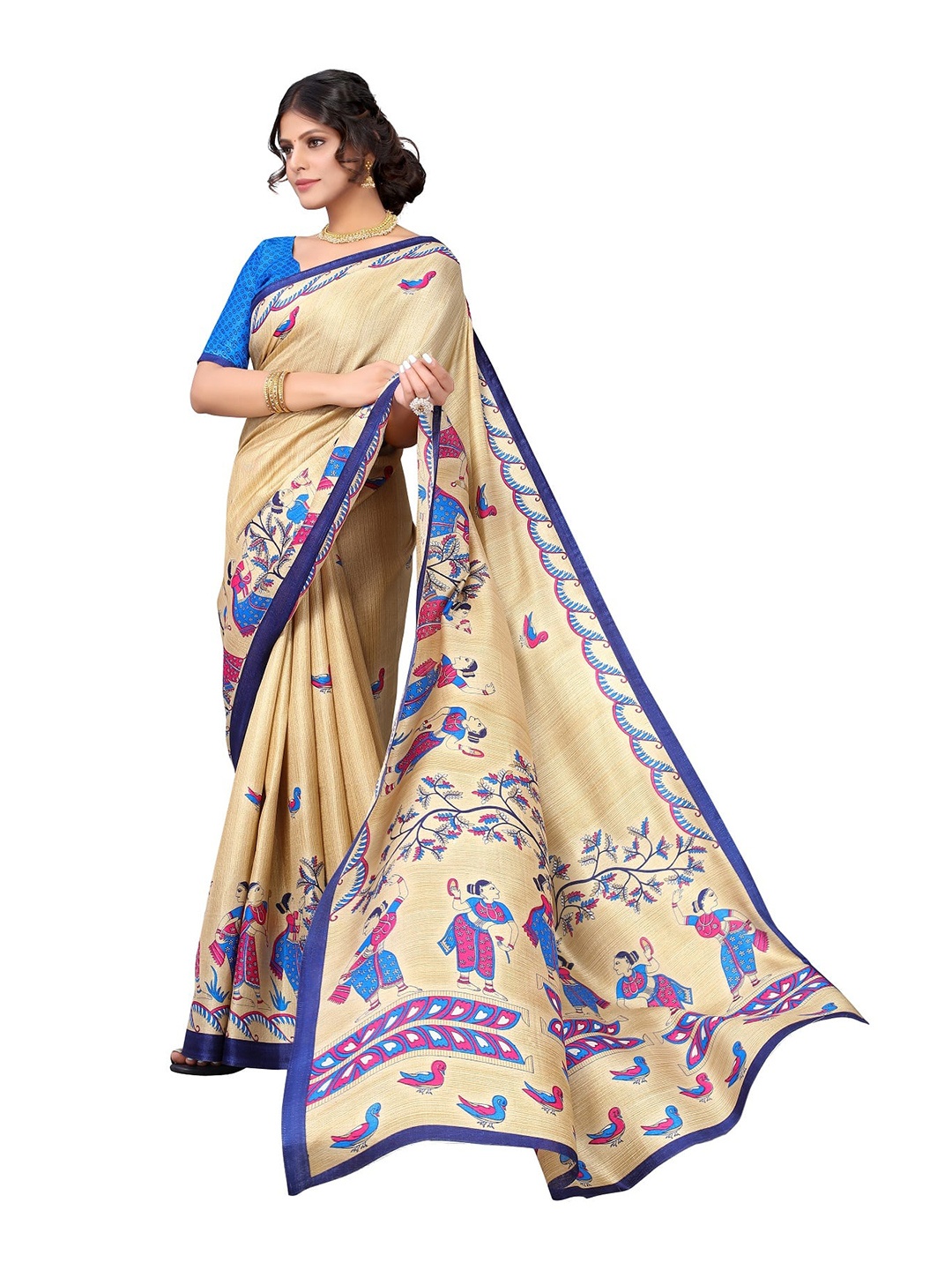 

KALINI Ethnic Motifs Printed Saree, Beige