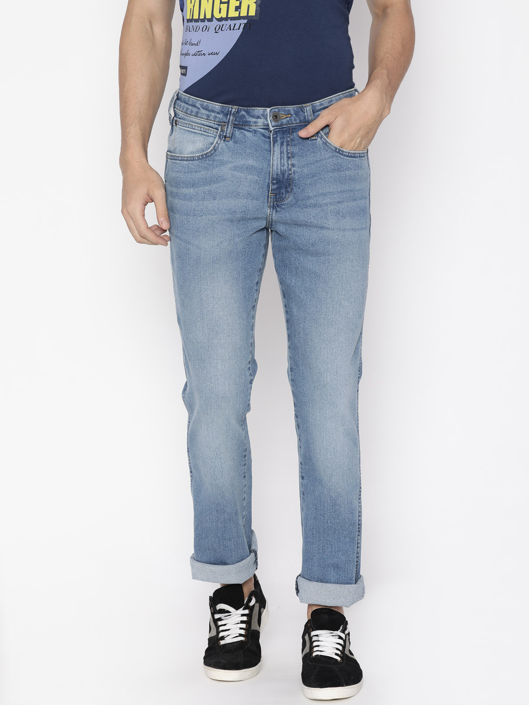 

Wrangler Men Blue Millard Tapered Fit Low-Rise Clean Look Stretchable Jeans