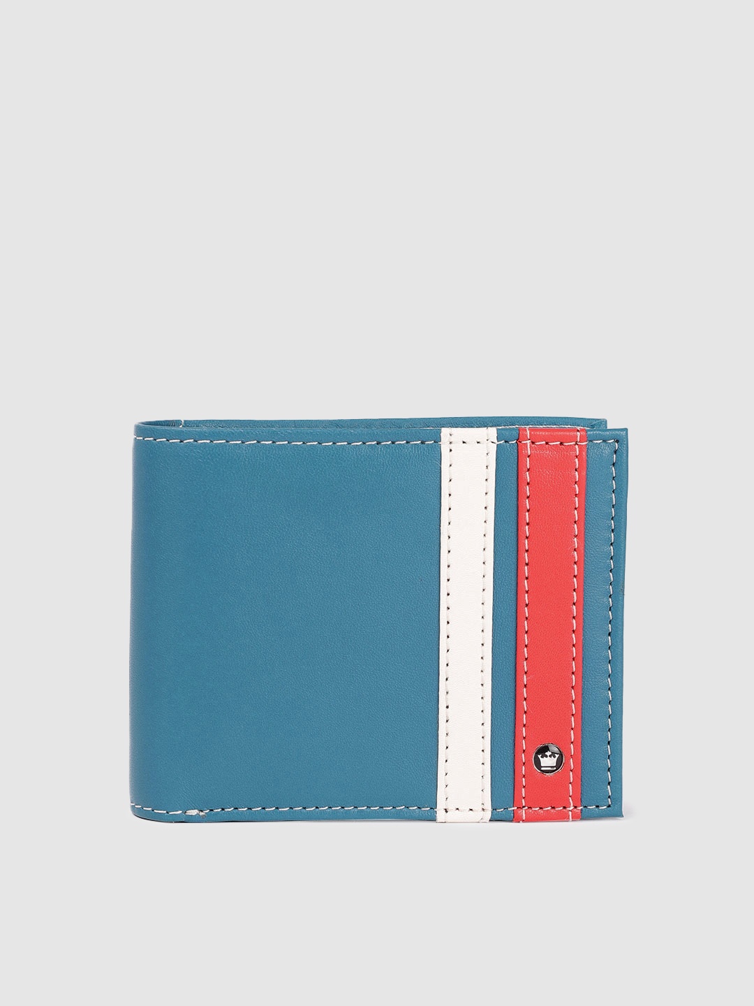 

Louis Philippe Sport Men Striped Leather Two Fold Wallet, Blue