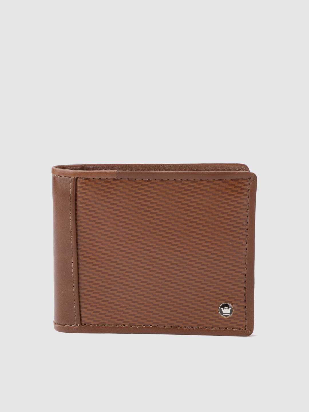 

Louis Philippe Sport Men Geometric Textured Leather Two Fold Wallet, Brown
