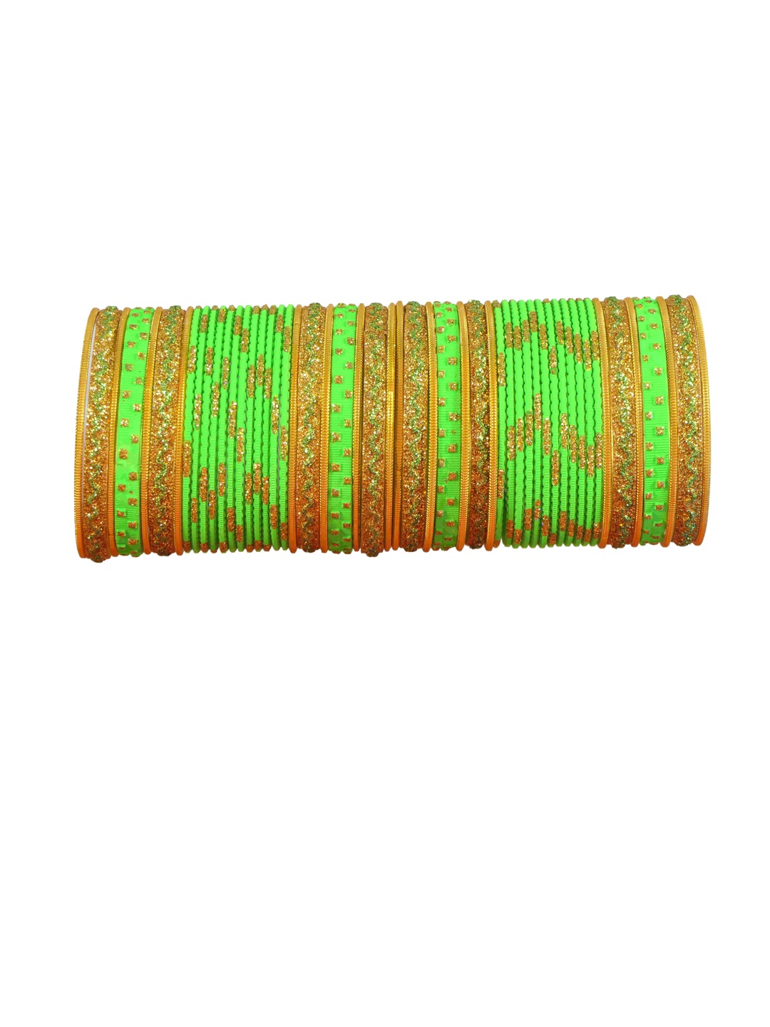 

NMII Set Of 52 Metal Glitter Bangles, Lime green